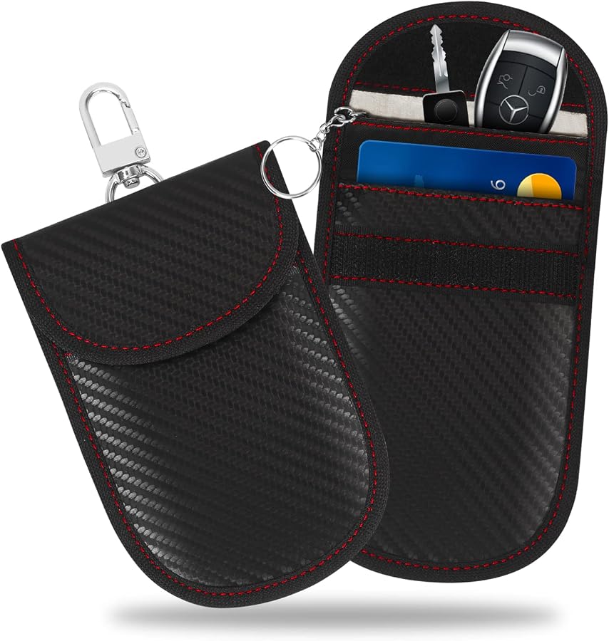 FYY Faraday Key Fob Protector 2 Pack - Black RFID Blocking Key Fob