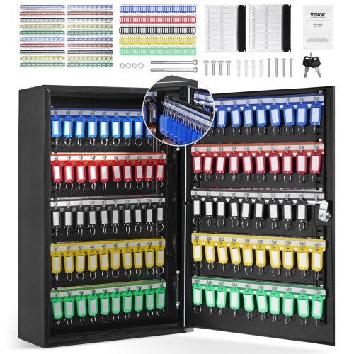 200-Key Cabinet, Key Lock Box with Adjustable Racks, Security Key