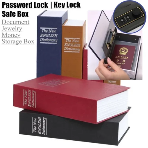 Student Gift Dictionary Mini Safe Box Book Hidden Secret Key Lock