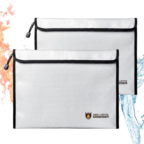 2 Pack Fireproof Document Bags, 15 x 11 Inch Waterproof Pouches