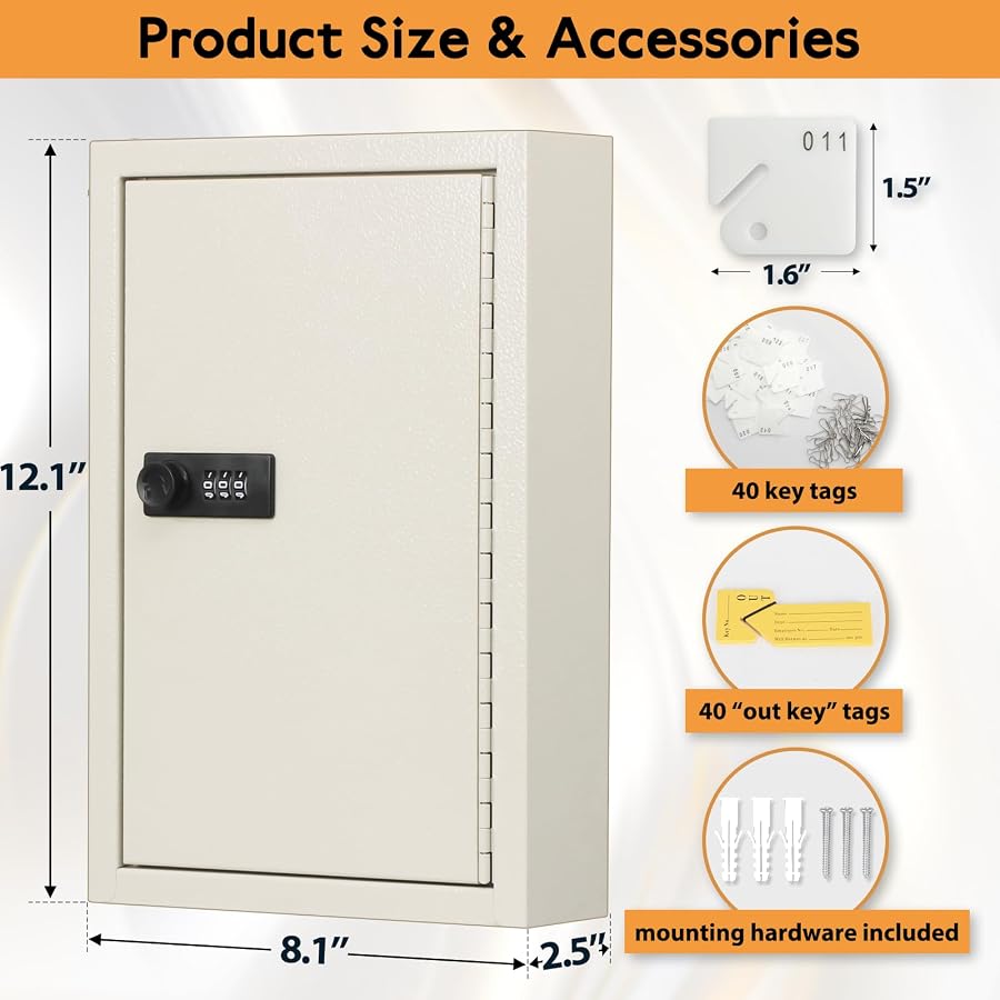 KYODOLED Key Storage Lock Box with Code, Locking Key Cabinet, 40