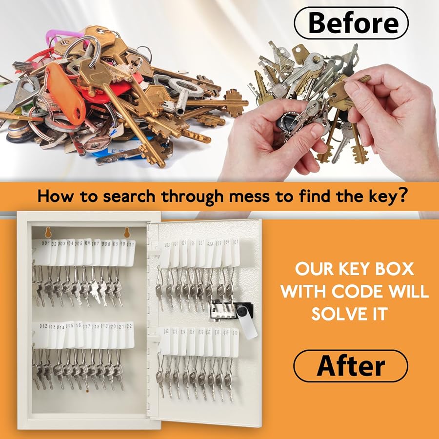 KYODOLED Key Storage Lock Box with Code, Locking Key Cabinet, 40