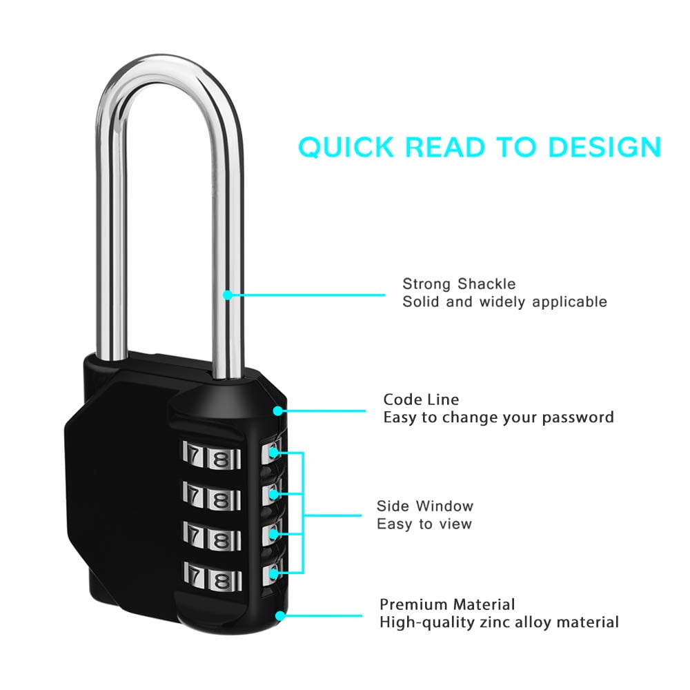 Somnr 4 Digit Combination Lock 2.5 Inch Long Shackle and Outdoor