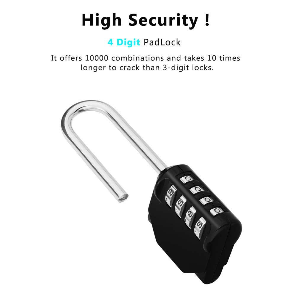Somnr 4 Digit Combination Lock 2.5 Inch Long Shackle and Outdoor