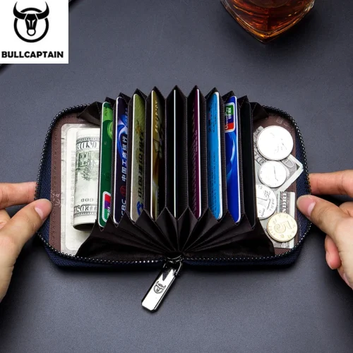BULLCAPTAIN Leather Credit Card ID Card Holder Wallet Wallet Men