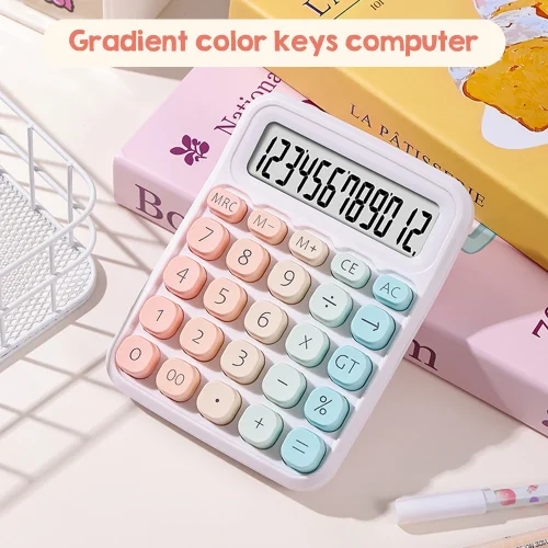 Calculator 12 Digit Large LCD Display Big Round Button Gradient