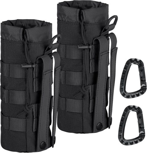 bvya 2 Pack Sports Water Bottle Pouches， Tactical Molle Water Bottle Holder