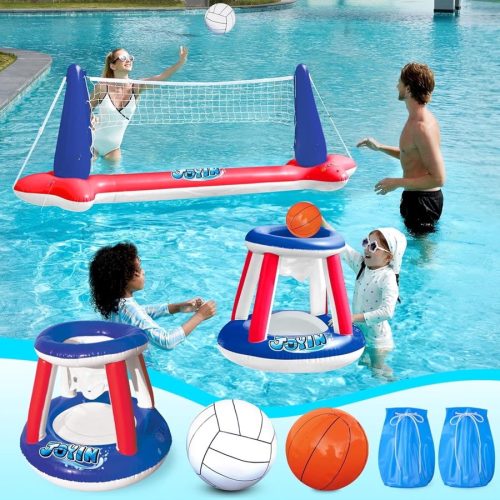 Joyfy Pool Toys with Pool Volleyball & Pool Basketball Hoop