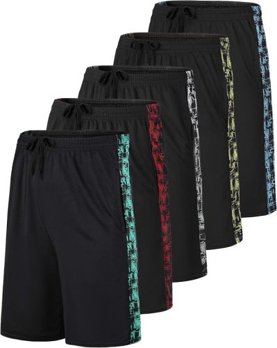 Real Essentials 5 Pack: Boys' Mesh Basketball Athletic Shorts with