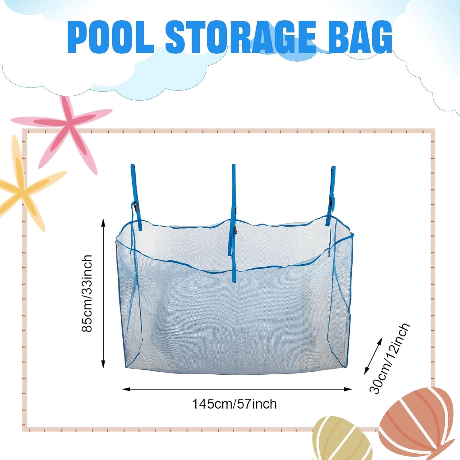 Numjaw Pool Float Storage Bag, Pool Float Toy Storage Mesh Bag