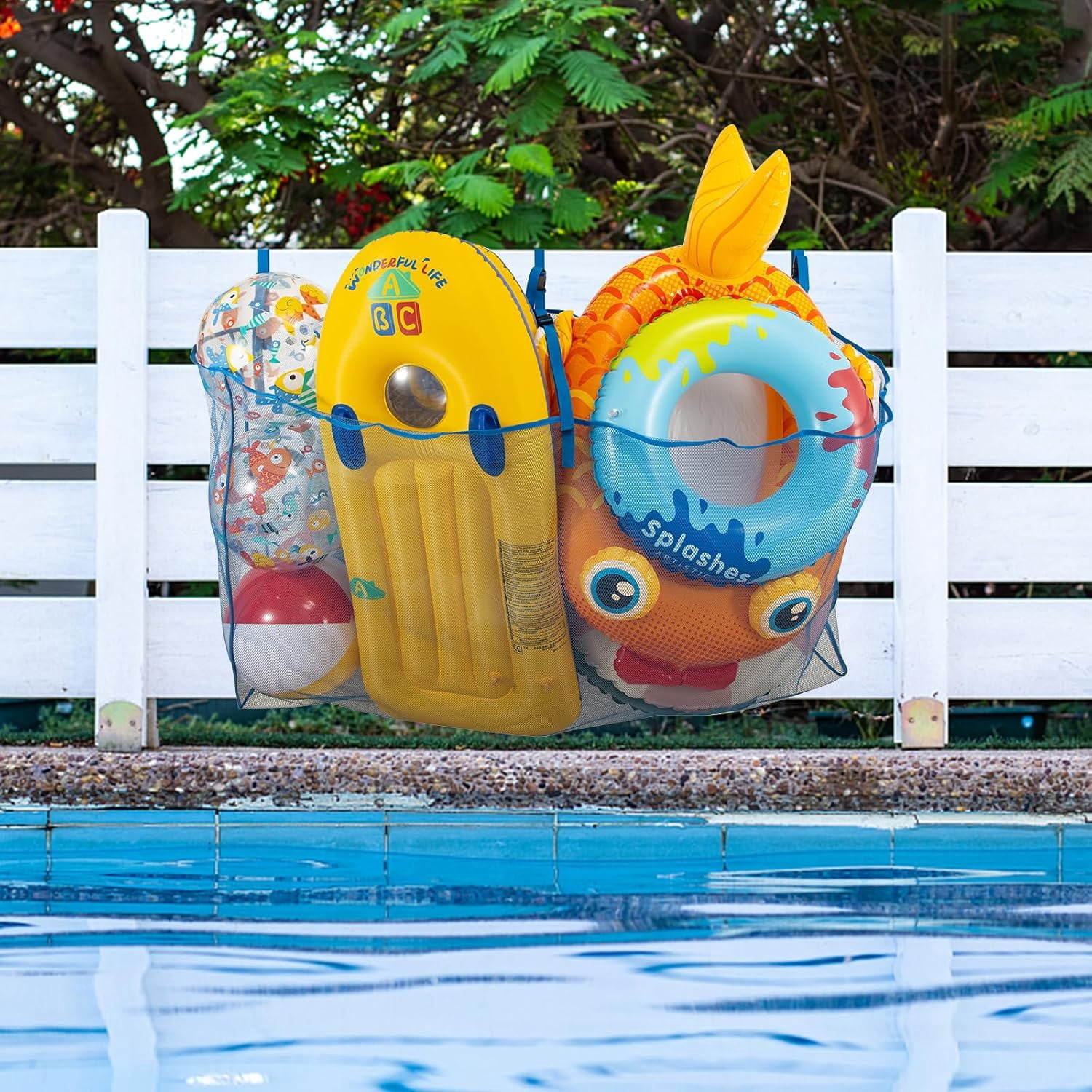 Numjaw Pool Float Storage Bag, Pool Float Toy Storage Mesh Bag