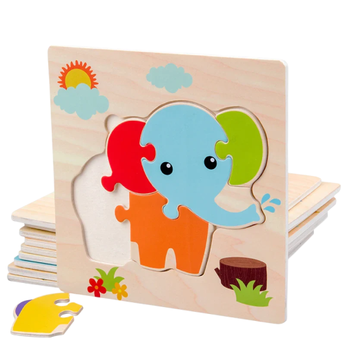 1PC Baby Wooden 3D Puzzles Tangram Shapes Learning Educational
