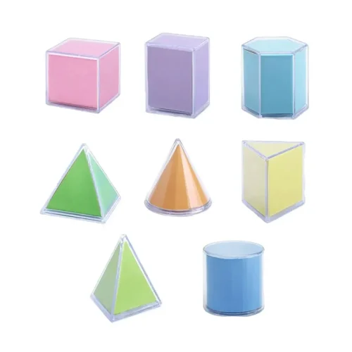 8 Pieces Transparent Geometric Shapes Blocks Montessori Toys Stacking Game
