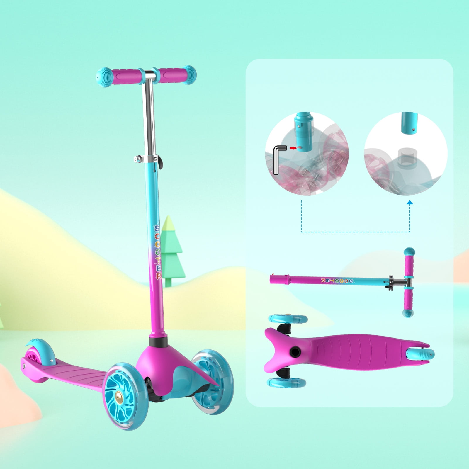 KORIMEFA 3 Wheel Scooters for Kids, Kick Scooter for Toddlers 2-5