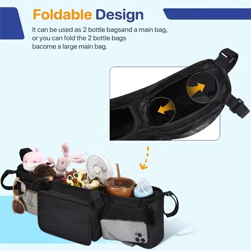Double Baby Stroller Organizer With 2 Cooler Pockets- For Bob Duallie