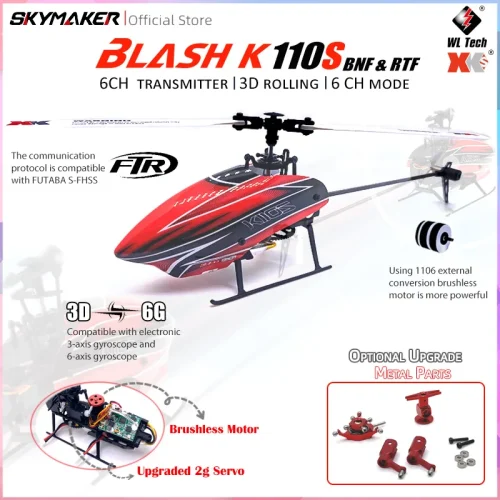 Wltoys XK K110s RC Helicopter BNF 2.4G 6CH 3D 6G System Brushless