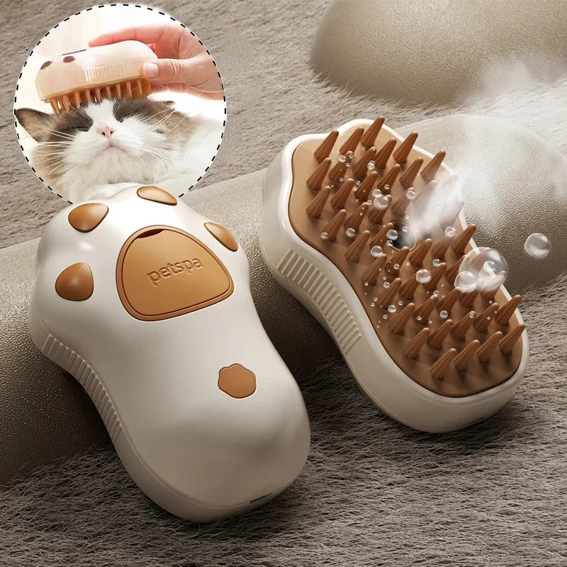 Electric Cat Steam Brush – 3-in-1 Pet Grooming Comb with Water