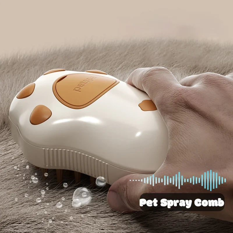 Electric Cat Steam Brush – 3-in-1 Pet Grooming Comb with Water
