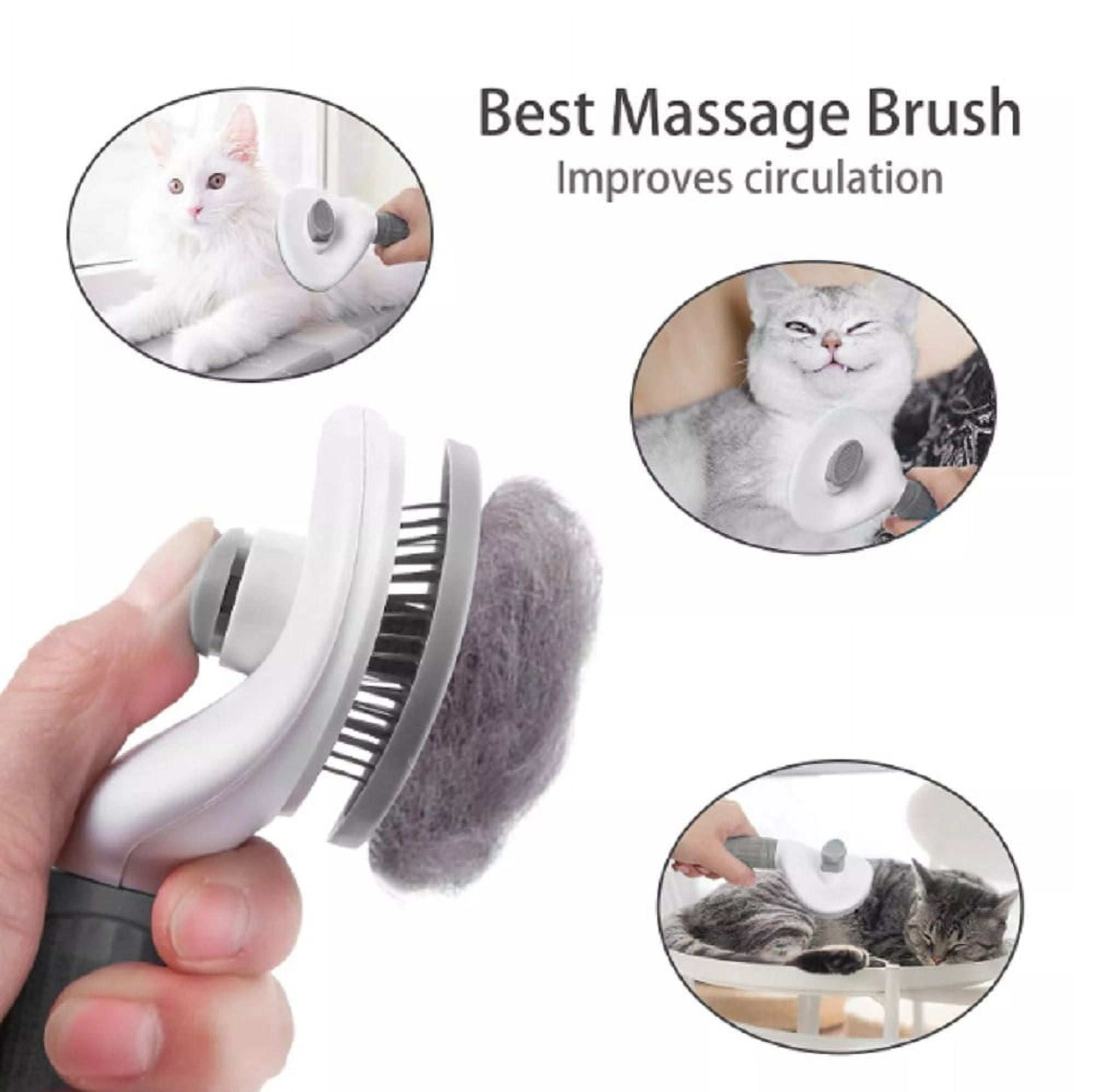 Pet Grooming Brush with Release Button