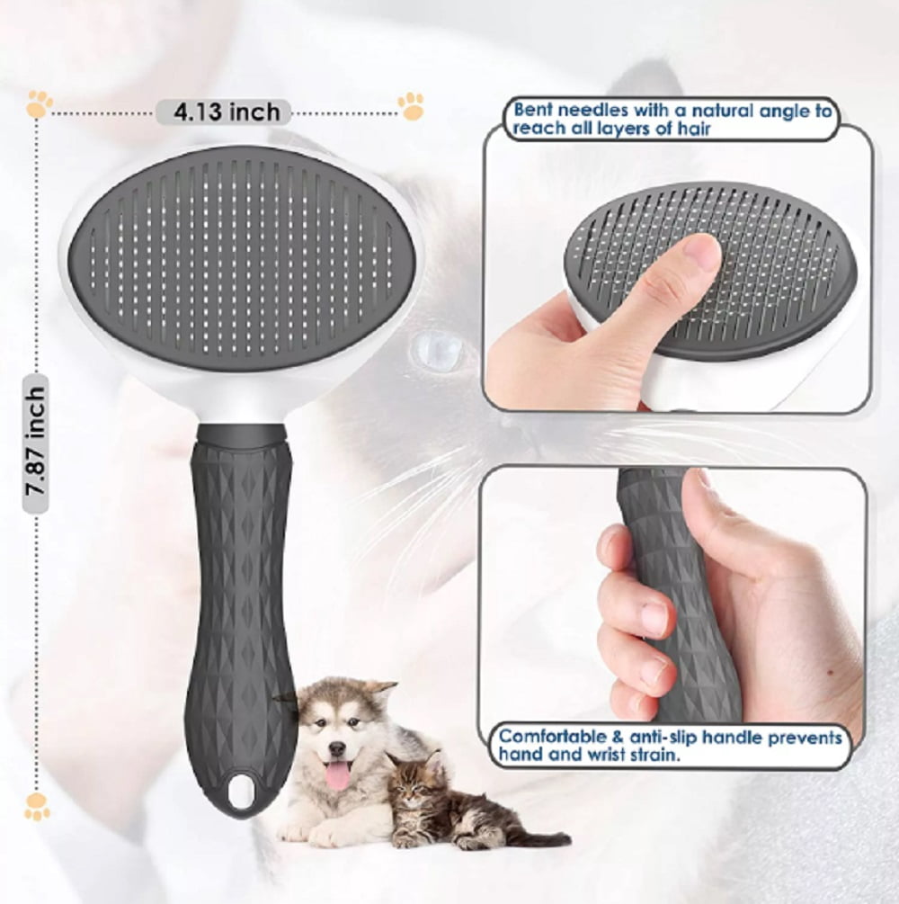 Pet Grooming Brush with Release Button
