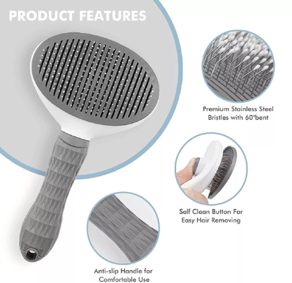 Pet Grooming Brush with Release Button
