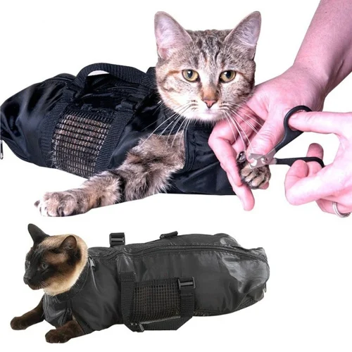 Mesh Cat Grooming Bathing Bag Oxford Cloth Pet Washing Bags For