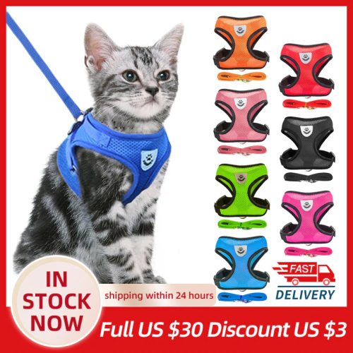 Cat Harness Adjustable Vest Walking Lead Leash for Puppy Dogs