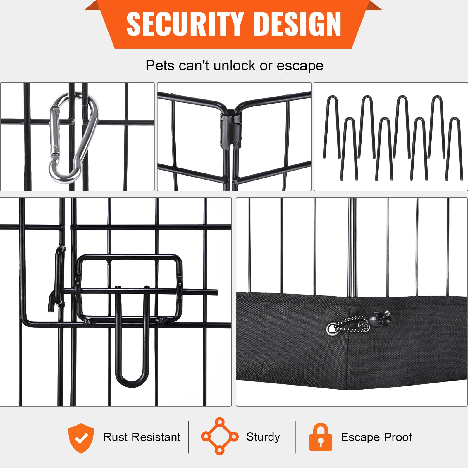 Dog Playpen, 8 Panels Foldable Metal Dog Exercise Pen with Top