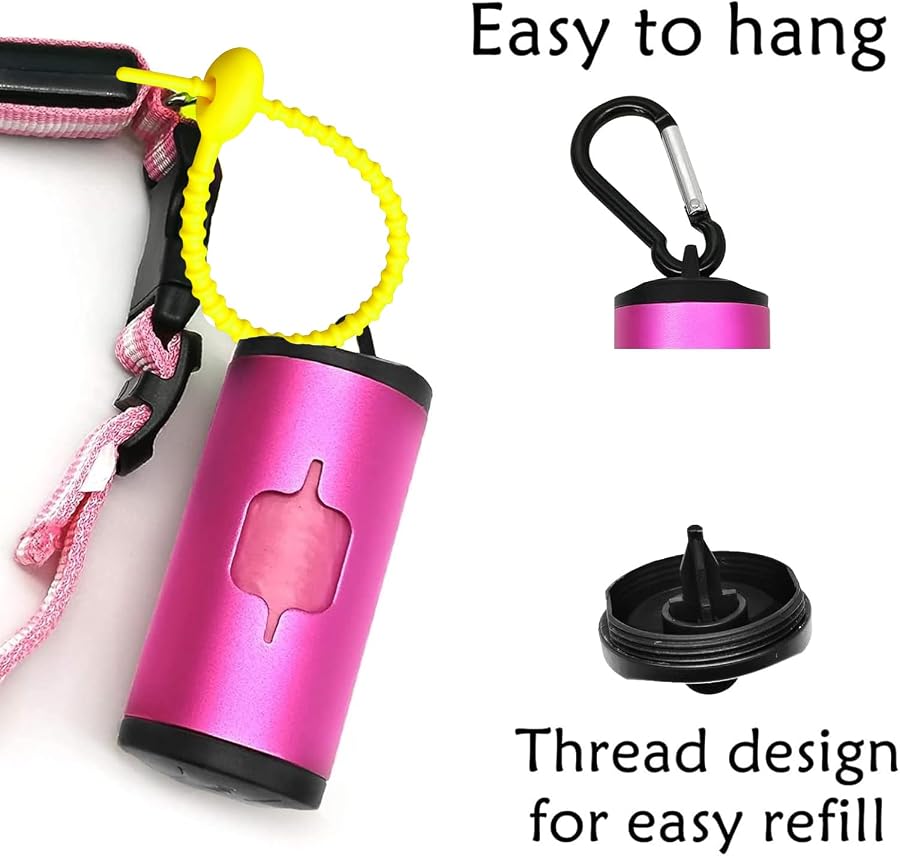 YUCHIYA Aluminum Dog Poop Bags Holder with Carabiner Metal Pet