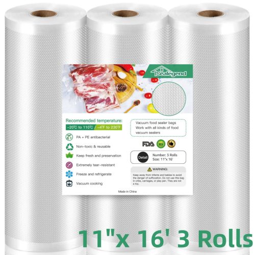 Cubepoint Vacuum Sealer Bags For Food Saver,11"x 16' 3 Rolls,Food