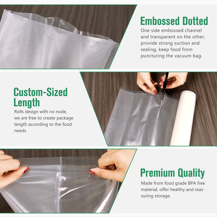 Cubepoint Vacuum Sealer Bags For Food Saver,11"x 16' 3 Rolls,Food