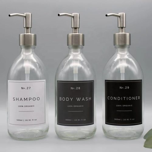 Refillable Glass Soap Dispenser 500ml (16.9 oz) - Clear Glass