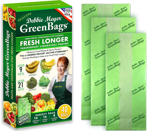 Greenbags, 40-Pack (16M, 16L, 8XL), Reusable Food Storage Bags