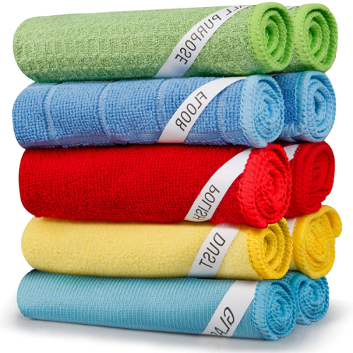 SUGARDAY 10 Pack Microfiber Cleaning Cloths Reusable Rags for