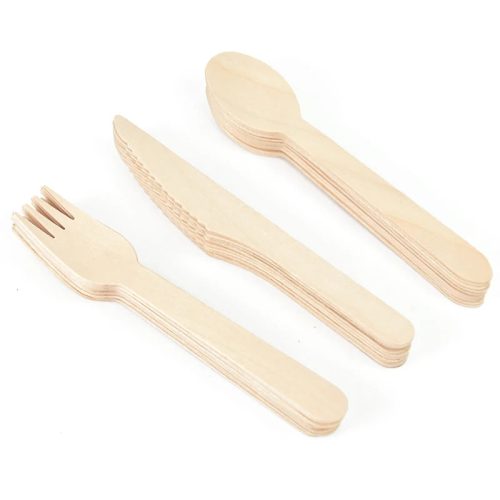 100% Compostable Cutlery Set - Wooden Compostable Utensils