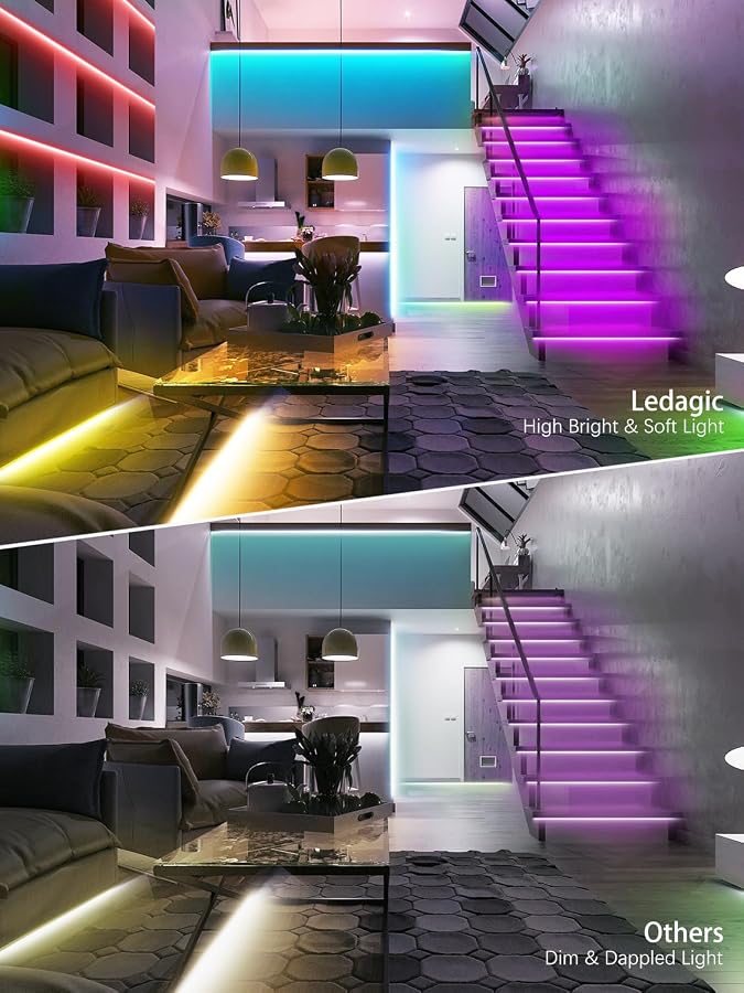 Ledagic Led Lights for Bedroom 55ft 540Leds Music Sync Led Strip Lights