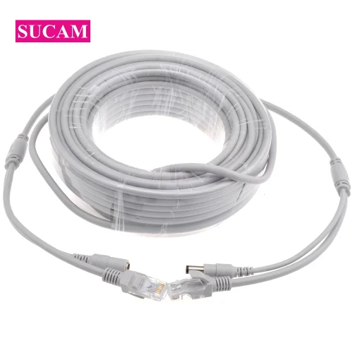 SUCAM 5M/10M/15M/20M/30M Ethernet Cable CAT5/CAT-5e RJ45 + DC