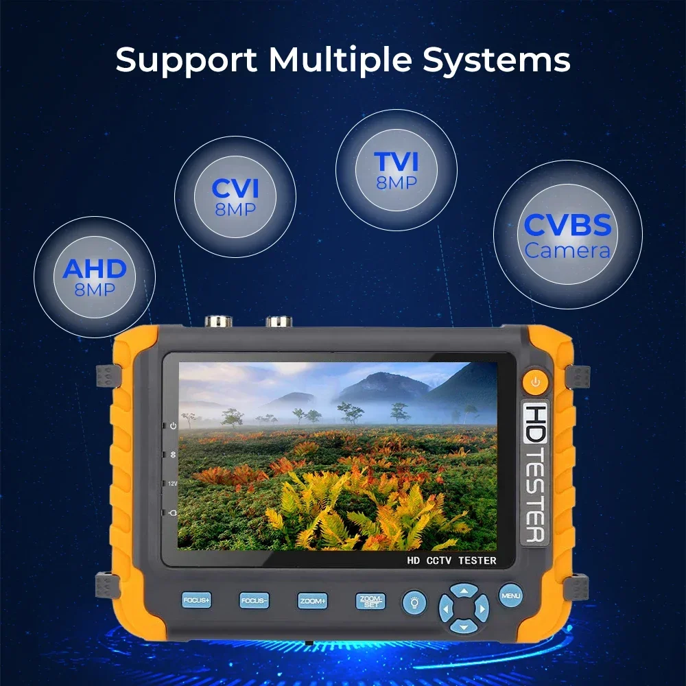 PEGATAH 8MP 4 In 1 CCTV Tester 5 inch Camera Monitor 4K