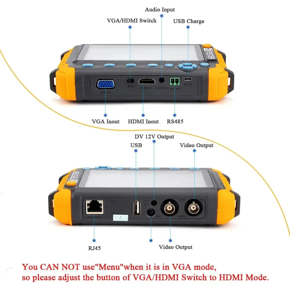 PEGATAH 8MP 4 In 1 CCTV Tester 5 inch Camera Monitor 4K