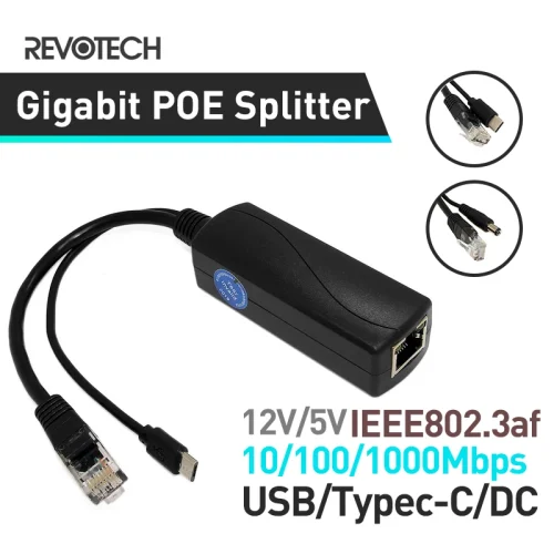 Revotech 2.5Gigabit PoE Splitter Micro USB/Type-C/DC IEEE 802.3af