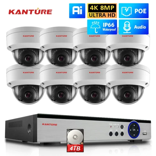KANTURE H.265 8CH 4K NVR Kit CCTV POE Security Camera System 8MP