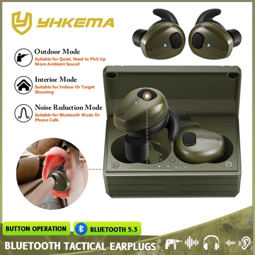 YHKEMA Tactical Bluetooth Earplugs Electronic Shooting Noise-Proof