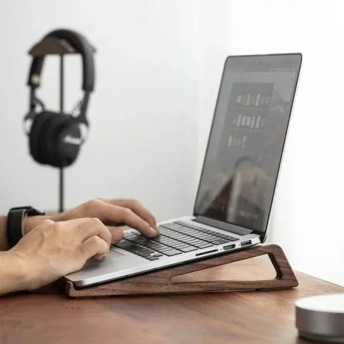 Laptop Stand, Wooden Vertical Laptop Stand for Desk, Bamboo Laptop