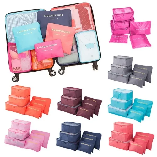 6 Pcs/Set Pink/Blue/Grey Travel Storage Bag Large Capacity
