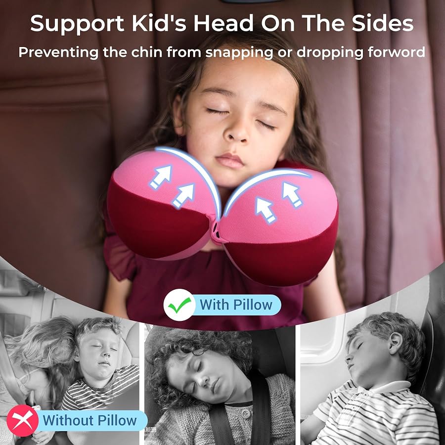 COOLBEBE Kids Travel Neck Pillow 2PCS Softly Headrest Travel Pillow for Car