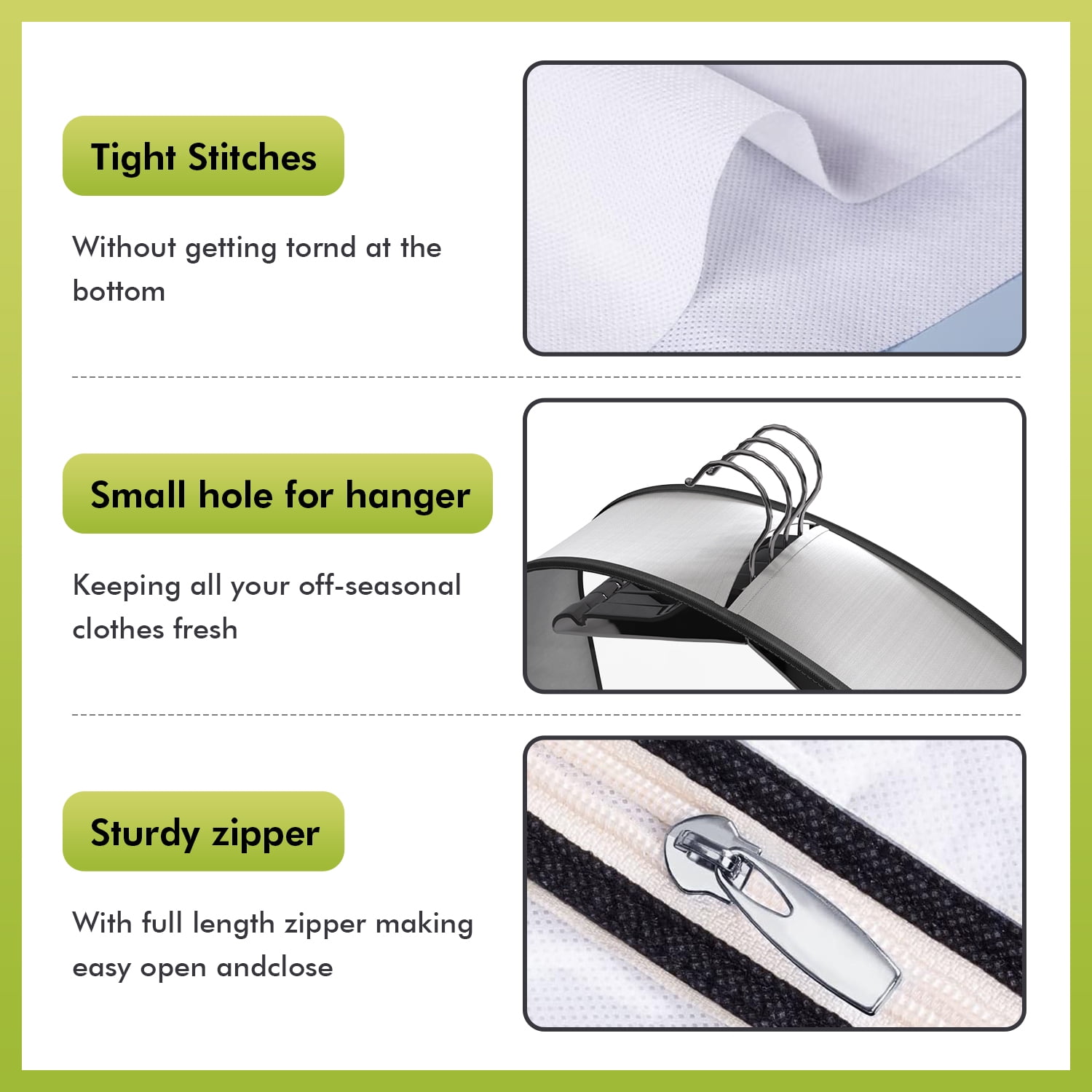 60" Garment Bags with 4" Gussets, Multifunctional Garment Bags for