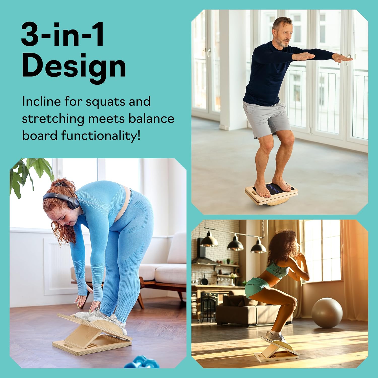 Slant Board with 6 Incline Angles - Transforms Into a Balance