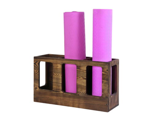 Wall Mounted Vintage Gray Solid Wood Yoga Mat Holder Fitness Gym