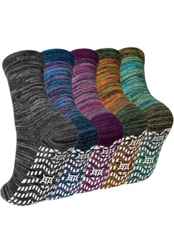 AMITOFO 5 Pairs Non Slip Grip Socks - Ideal for Yoga, Pilates