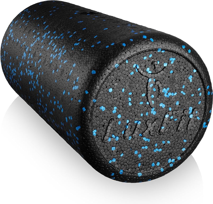 LuxFit Extra Firm Speckled Foam Roller (Blue, 12-Inch)